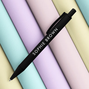 Custom Name Modern Minimalist Stylish Trendy Black Ink Pen