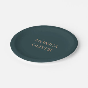 Custom name modern professional minimalist paper plate