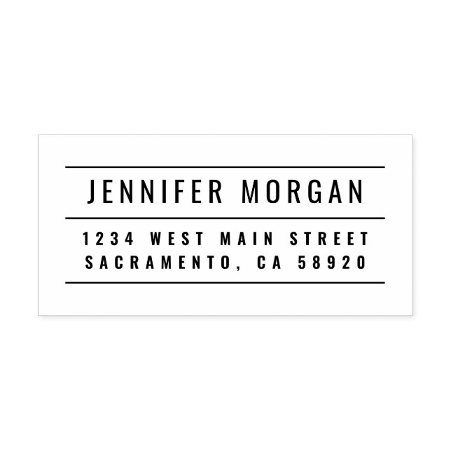 Custom Name Modern Return Address Rubber Stamp (Imprint)