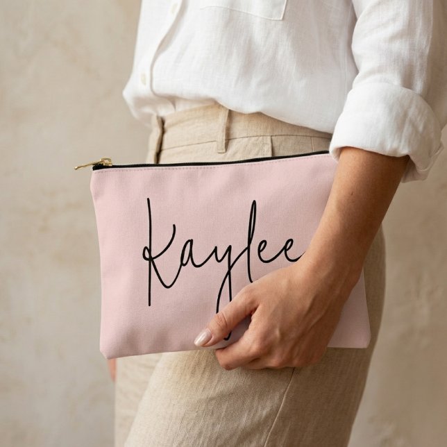 Custom name modern script pouch gift for her mom (custom engagement party pouch gift, bridesmaid thank you gift pouch, wedding accessories pouch gift)