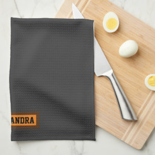 Custom name modern trendy elegant design monogram tea towel