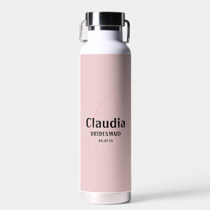 Custom Name Modern Wedding Bush Pink Water Bottle