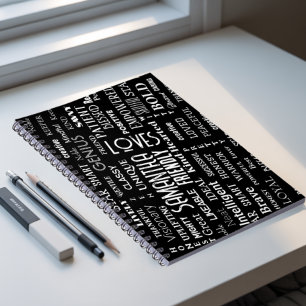 Custom Name Modern Word Art Add Your Own Words Notebook
