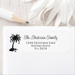 Custom Name Monochrome Palm Return Address Label
