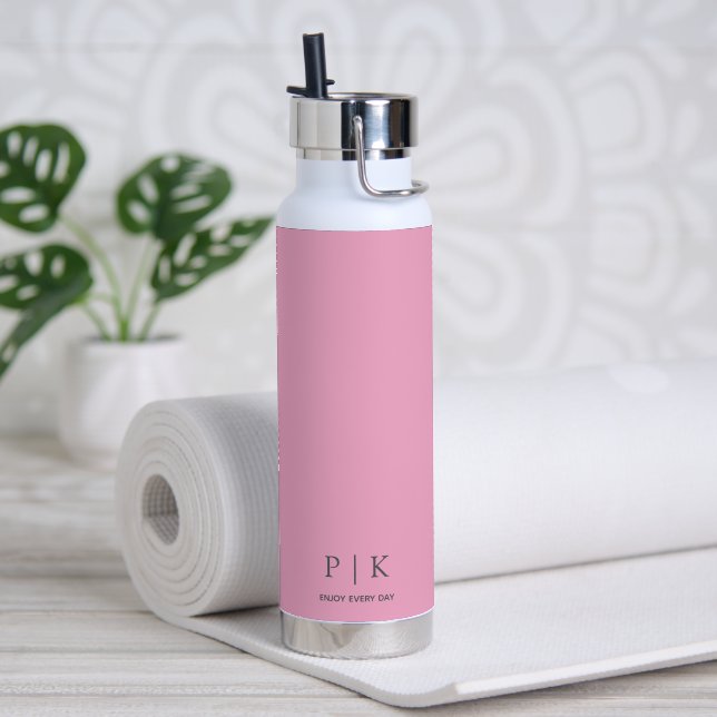 Custom Name Monogram 25oz Pink Water Bottle (Yoga (Rotated))