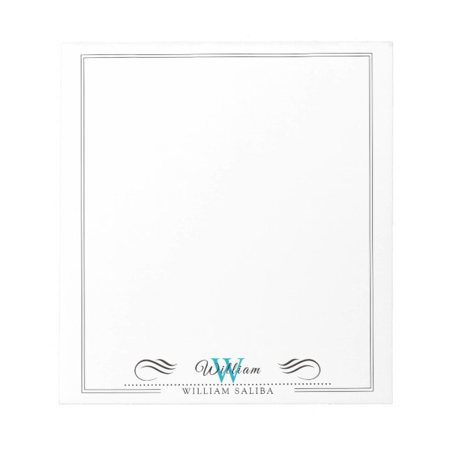 Custom Name & Monogram 5.5" x 6" Notepad – 40 Page (Front)