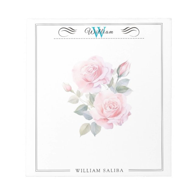 Custom Name & Monogram 5.5" x 6" Notepad – 40 Page (Front)