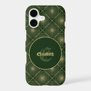 Custom Name & Monogram Art Deco Teal & Gold Case-M