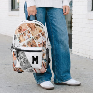 Custom Name Monogram Best Friends Photo Collage Printed Backpack