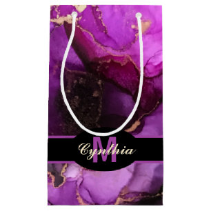 Custom Name Monogram Black Purple Unique Gift Bag