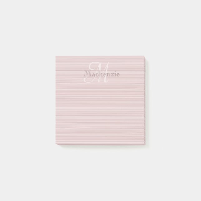 Custom Name Monogram Blush Pink Stripes Post-it Notes (Front)