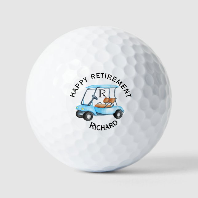 Custom Name Monogram Cart  Retirement Golf Balls (Front)