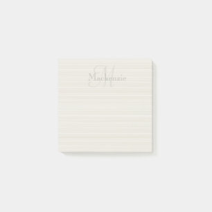 Custom Name Monogram Champagne White Stripes Post-it Notes