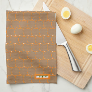 Custom name monogram circle abstracts brown orange tea towel