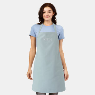 Custom name monogram dusty blue minimalist  apron