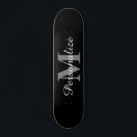 Custom name monogram elegant skateboard deck<br><div class="desc">Custom name monogram skateboard deck. Personalizable with name or slogan. Cool Birthday gift idea for teen kids. Add your own initial letter and surname. Elegant typography template. Unique sports presents for boy, girl, son, grandson, daughter, granddaughter, teenager, friend, nephew, cousin etc. Black and white or custom background colour. Add your...</div>