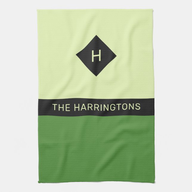 Custom name & monogram kitchen towel (Vertical)