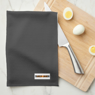 Custom name monogram modern design trendy black tea towel