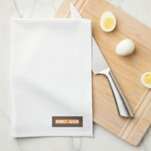 Custom name monogram modern design trendy white tea towel