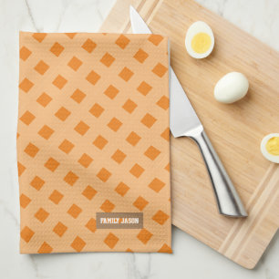 Custom name monogram modern pattern orange stylish tea towel