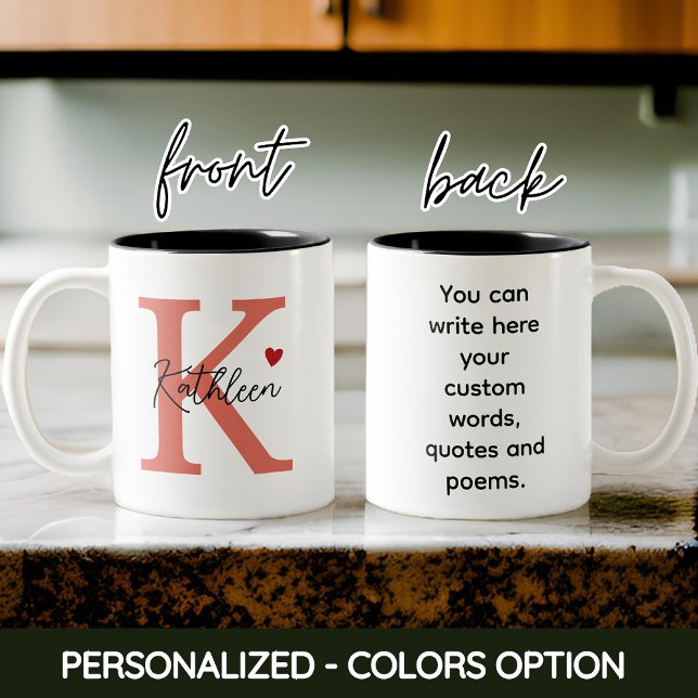 Custom Name Monogram Mug for Mum & Baby Shower (custom text mug, orange monogram mug, gift for women, monogram mug for her, custom letter mug)