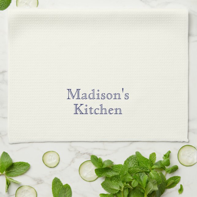 Custom Name monogram navy blue ivory family bakery Tea Towel (Folded)