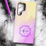 Custom Name Monogram Pastel Chic Watercolor Samsung Galaxy Case<br><div class="desc">This chic case features pink, yellow, purple, and blue pastel watercolor with a double purple framed name and initial letter monogram.Personalise the templates with a name and initial or remove the one or the other text. This trendy case can make a great gift for any occasion and you can select...</div>