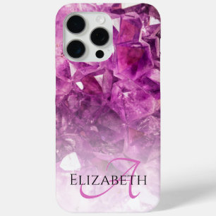 Custom Name Monogram Purple Ombre Crystals iPhone 15 Pro Max Case