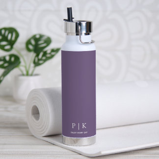 Custom Name Monogram Purple Water Bottle