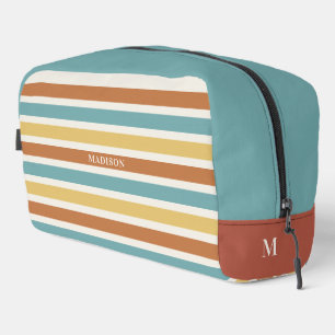 Custom Name & Monogram Retro Stripes Pattern Dopp Kit