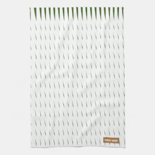 Custom name monogram stripes waves white green tea towel