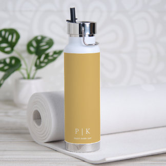 Custom Name Monogram Yellow Water Bottle