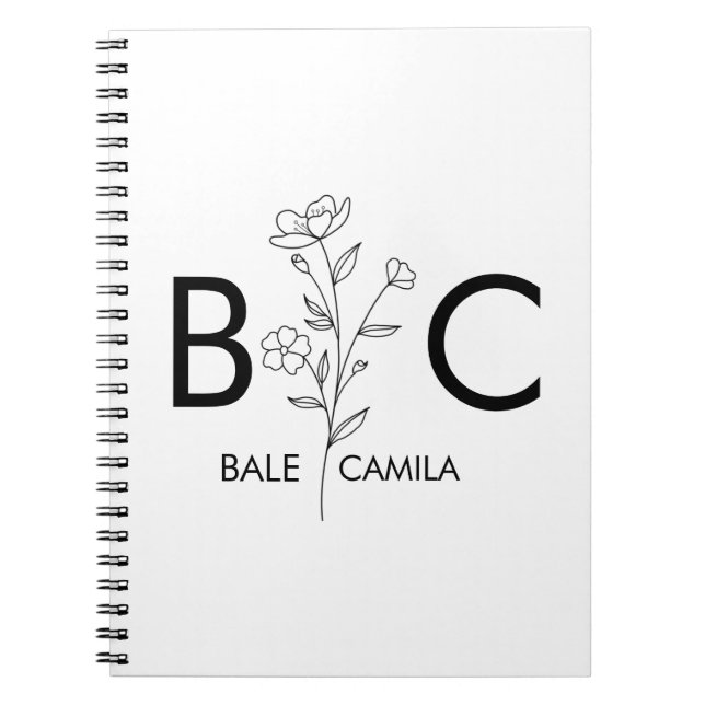 Custom name Monogrammed  Portfolio, Personalised  Notebook (Front)