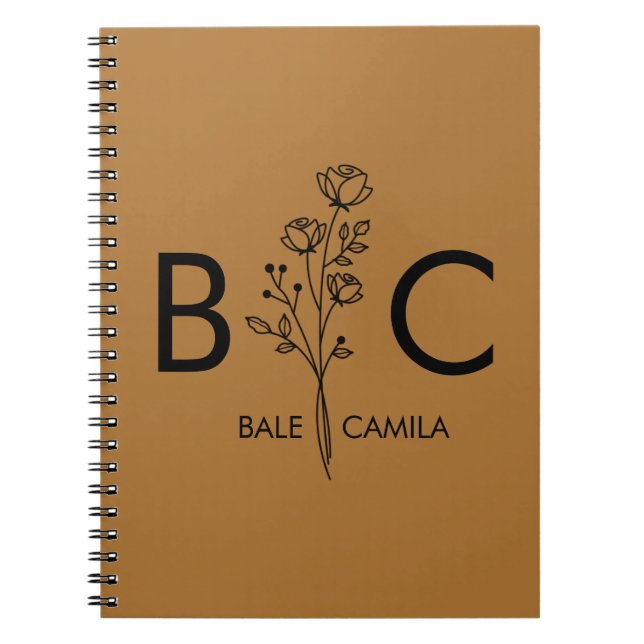 Custom name Monogrammed  Portfolio, Personalised  Notebook (Front)