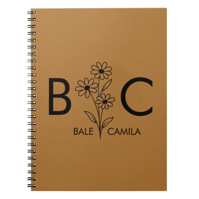 Custom name Monogrammed  Portfolio, Personalised  Notebook (Front)