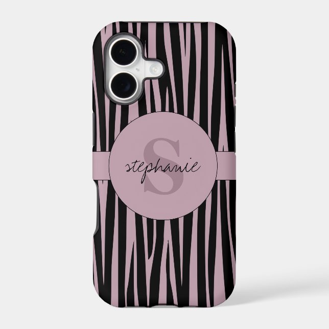 Custom Name Monogrammed Zebra stripes pattern (Back)
