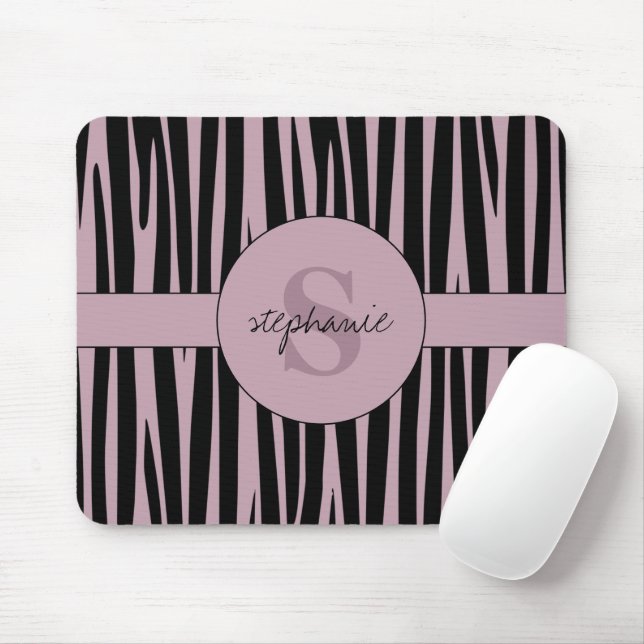 Custom Name Monogrammed Zebra stripes pattern Mouse Pad (With Mouse)