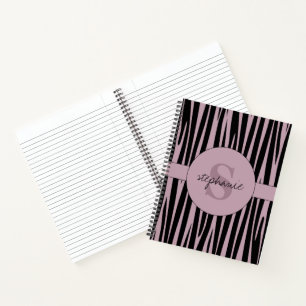 Custom Name Monogrammed Zebra stripes pattern Notebook