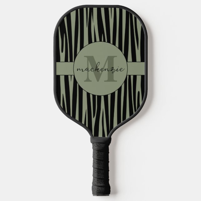 Custom Name Monogrammed Zebra stripes pattern Pickleball Paddle (Front)