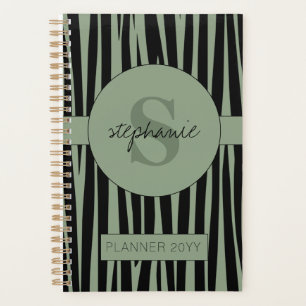 Custom Name Monogrammed Zebra stripes pattern Planner