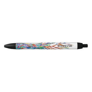 Custom Name Mosaic Tree  Black Ink Pen