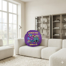 Custom Name Mother Son Skater Purple Round Pillow