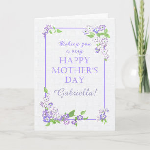 Custom Name Mother's Day Mauve Phlox Flowers Card