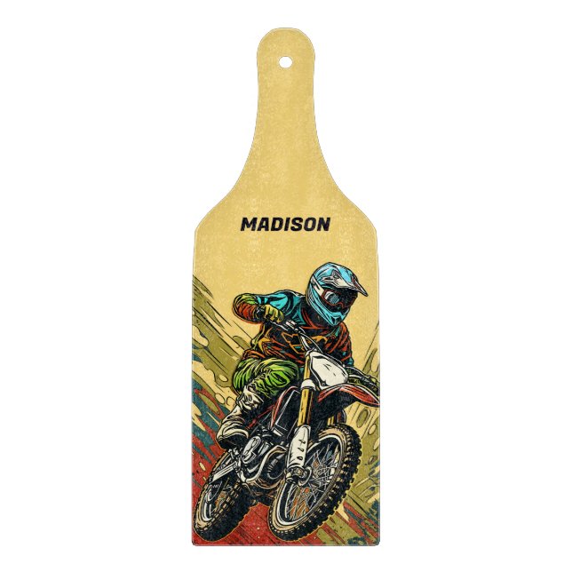 Custom Name Motocross Cutting Board (Front)