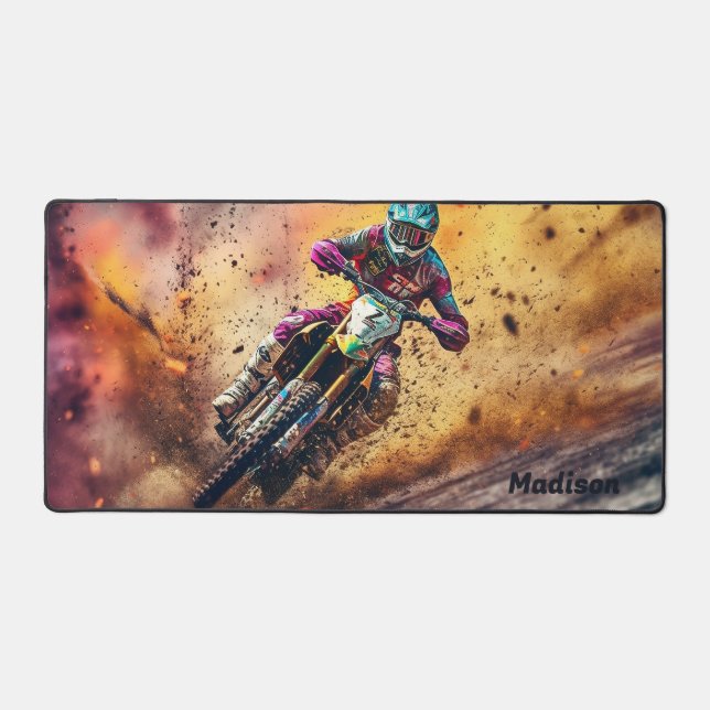 Custom Name Motocross Desk Mat (Front)