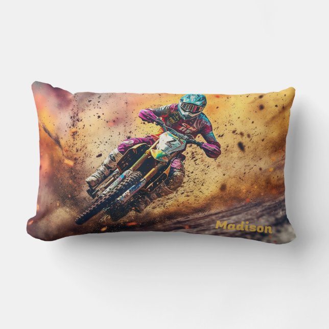 Custom Name Motocross Lumbar Cushion (Front)