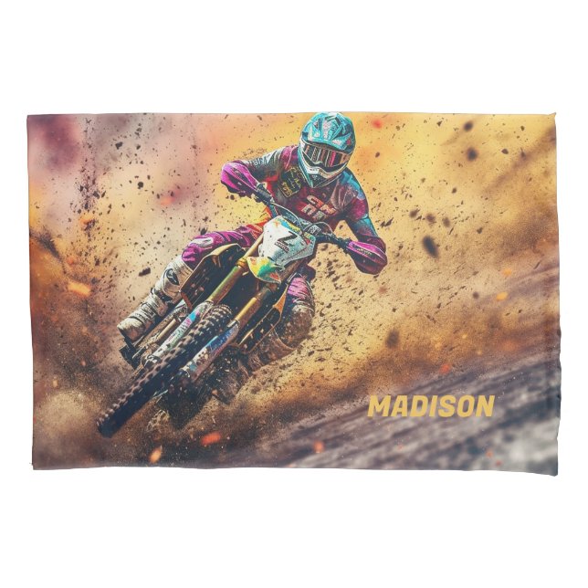 Custom Name Motocross Pillowcase (Front)