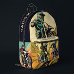 Custom Name Motocross Printed Backpack<br><div class="desc">Change the text fields as you wish. See my store for more sports items.</div>