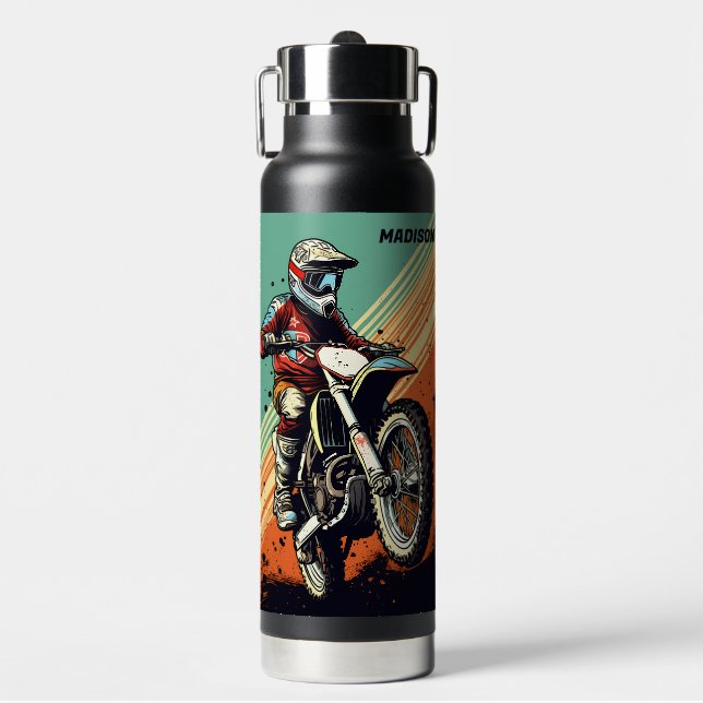 Custom Name Motocross Water Bottle (Front)