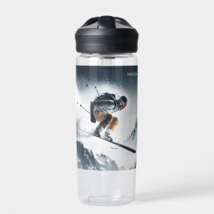 Custom Name Mountain Skier Water Bottle